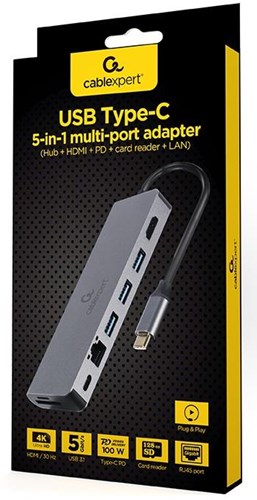 Cableexpert USB-C 5-in-1 Multi-Adapter USB-C Dock 5-fach – 9530505