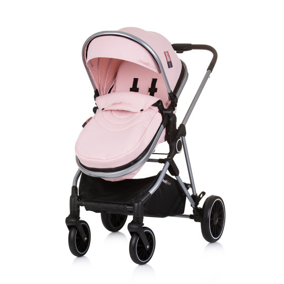 Chipolino Aura faltbarer 3-in-1-Kinderwagen mit Wickeltasche rosa