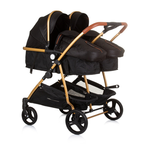 Chipolino Duo Klappkinderwagen für 2 Obsidian Gold Schwarz
