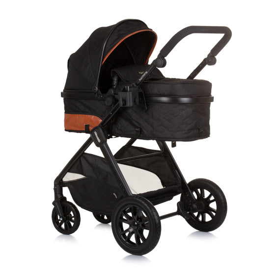 Chipolino Harmony faltbarer 3-in-1-Kinderwagen mit Wickeltasche Obsidianschwarz