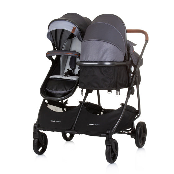 Chipolino -Duo faltbarer Kinderwagen für 2 silbergraues Schwarz