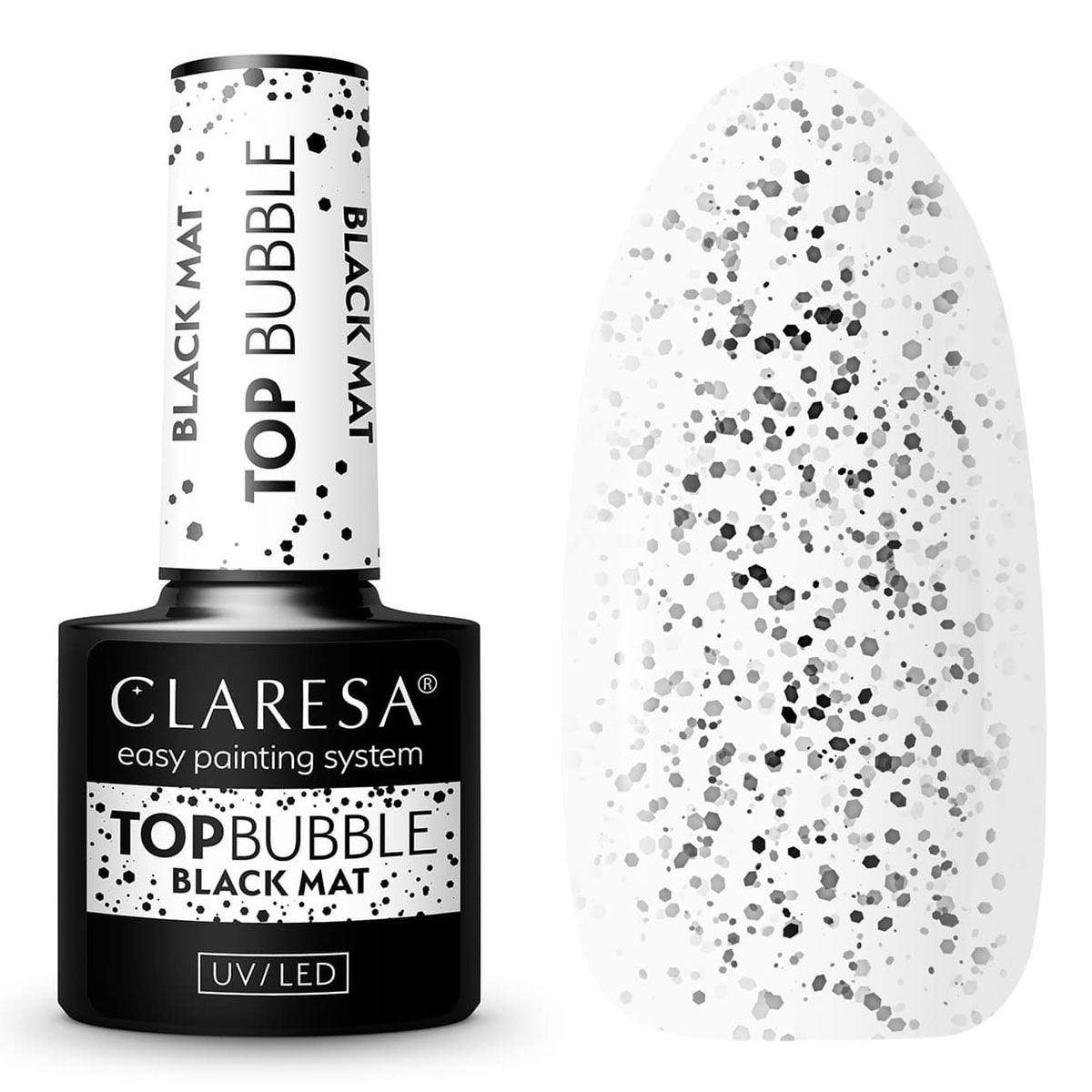 Claresa Top Coat Bubble Black matt ohne Abwischen, 5 ml