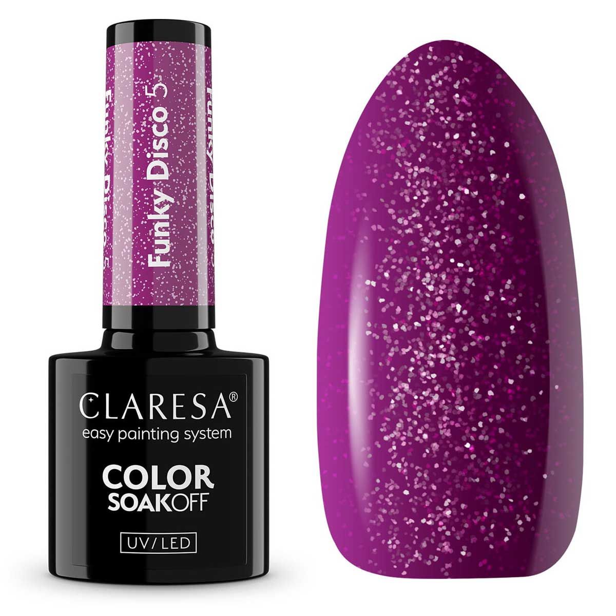 Claresa UV-LED-Gel-Nagellack, 5 ml, Funky Disco 5, violettes Vinyl