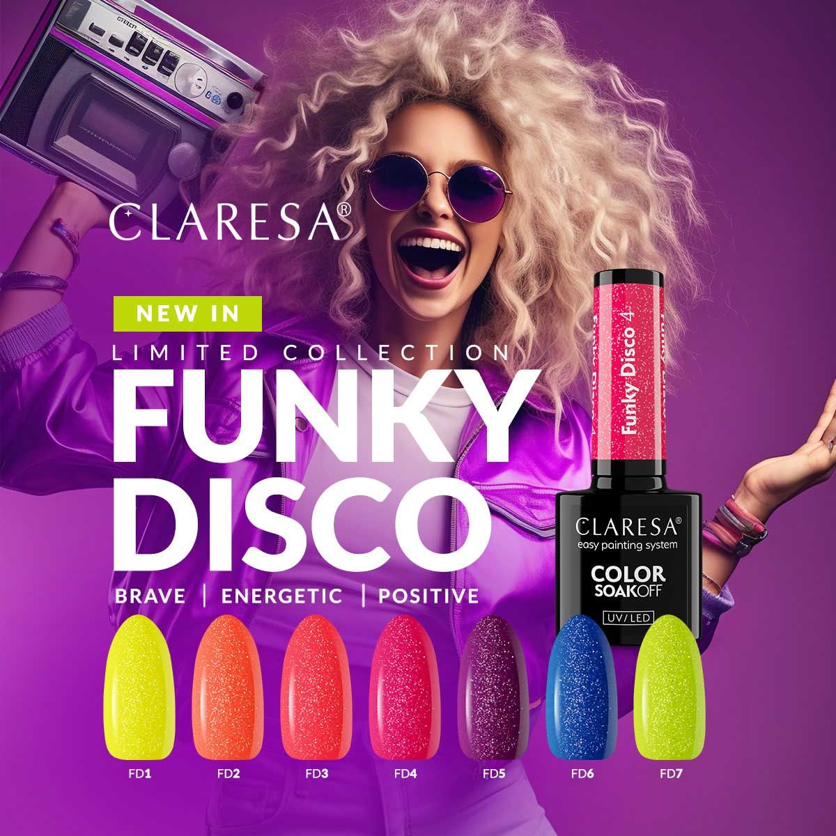 Claresa UV-LED-Gel-Nagellack, 5 ml, Funky Disco 7 Lime Light