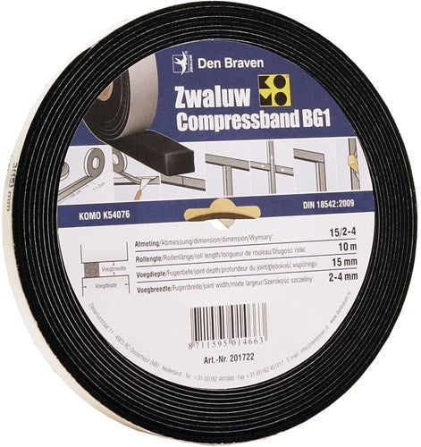 Den braven zwaluw compressband 20 4 20x20 mm 8m rol - 201728 - 201728