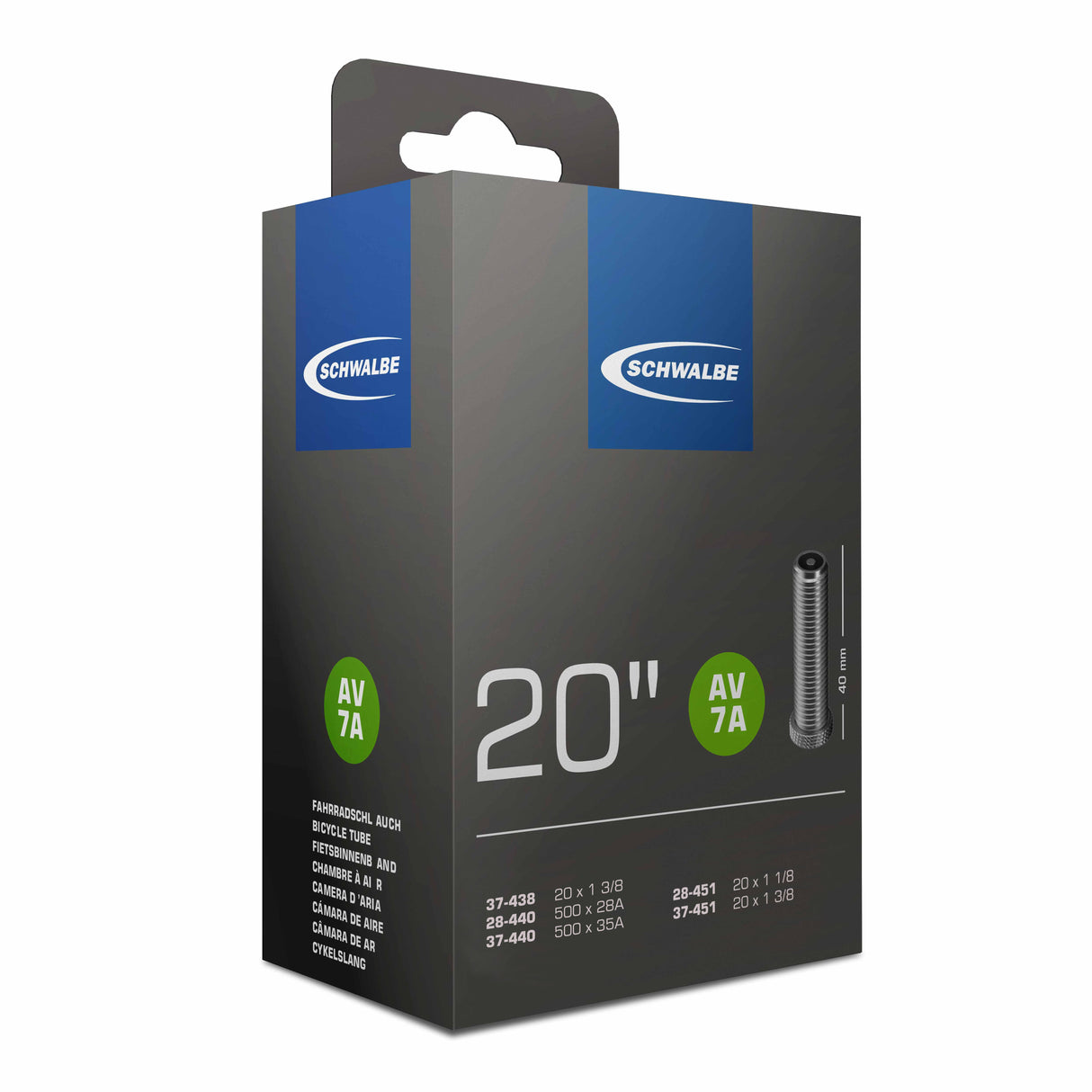 Schwalbe Innenrohr AV7A 20 Zoll 20x1 3 8 28 37-438-451 AV 40 mm