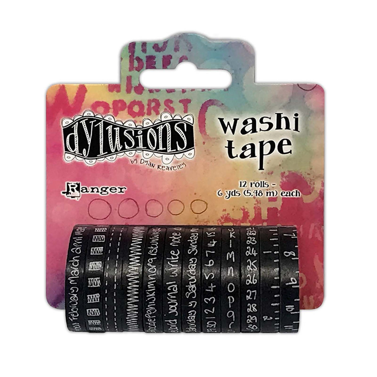 Ranger Ink Ranger • Dylusions Washi Tape Set Schwarz 3,5 cm x 5,5 m 12 Stück