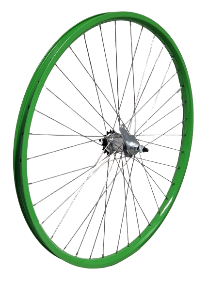 Amk Hinterrad 28 Zoll (622) Alufelge, grüne Ventura-Bremsnabe aus Aluminium