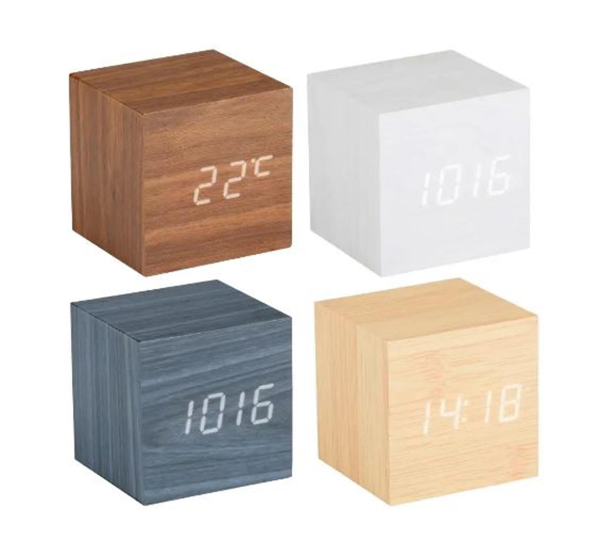Grundig Wecker Digital Holzmaserung 6x6x6cm