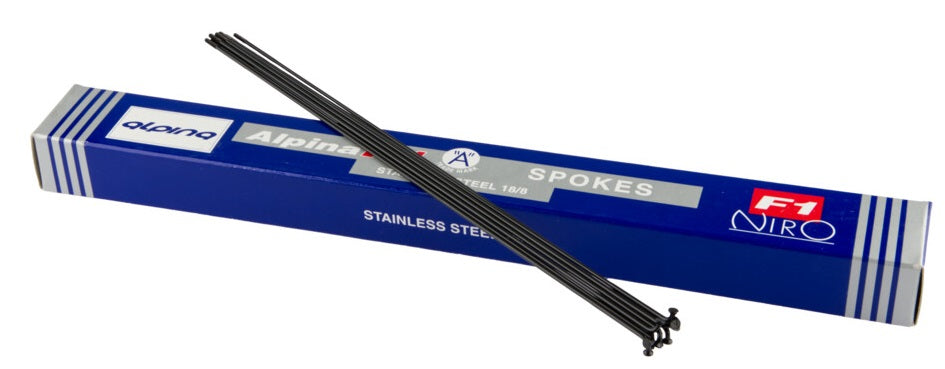 Alpina Speichen Edelstahl schwarz 14g 274mm ohne Nippel pro 144 Stück