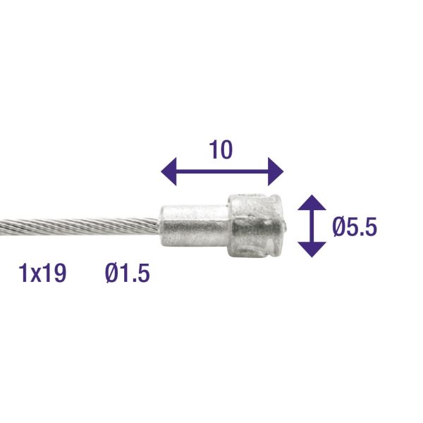 Rem Binnenkabel Eledes 2000mm Edelstahl Ø1,5mm V-Nipple (100 Stück)