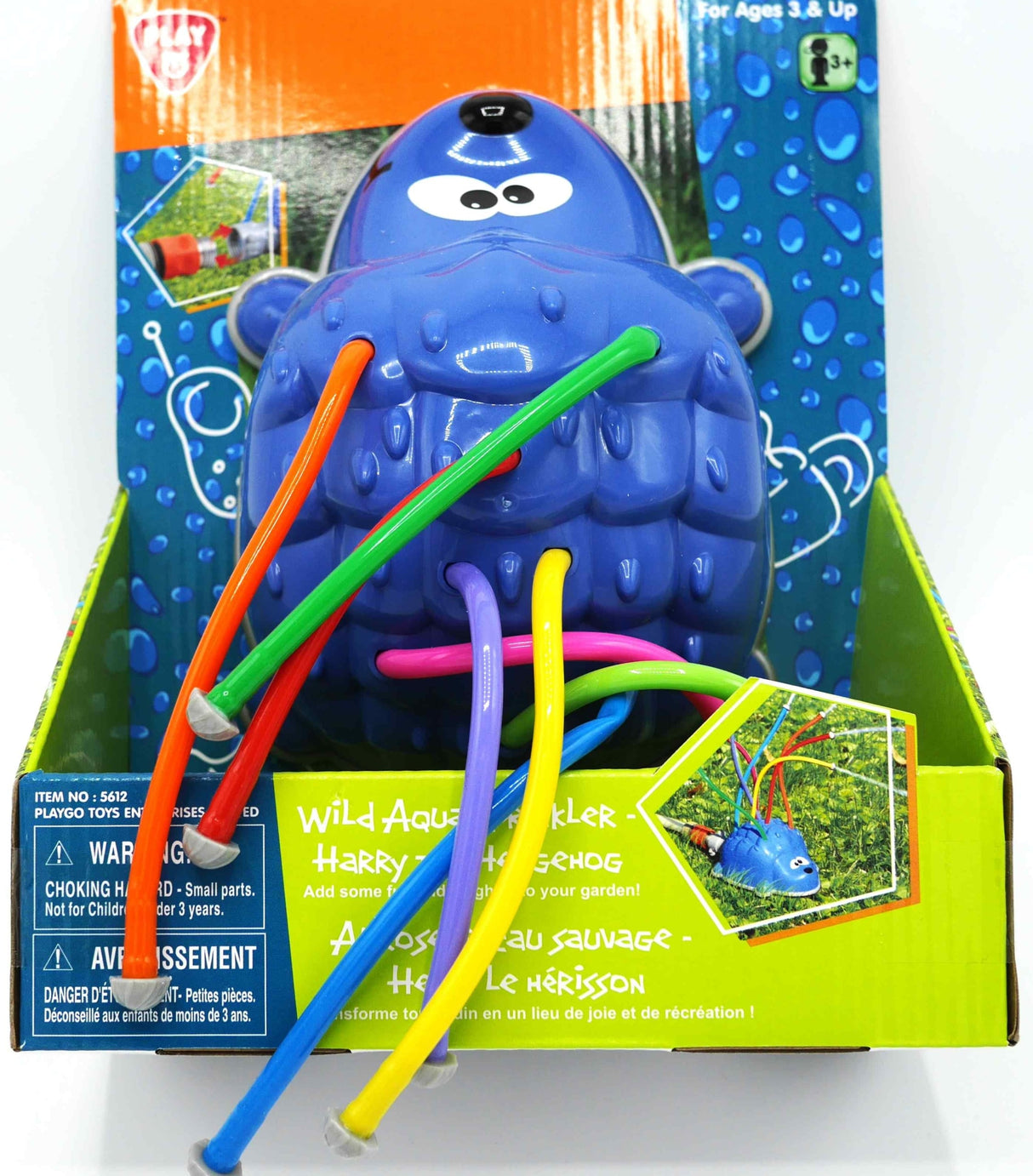 Playgo-Wassersprinkler-Igel mit 8 Armen, aus denen Wasser austritt