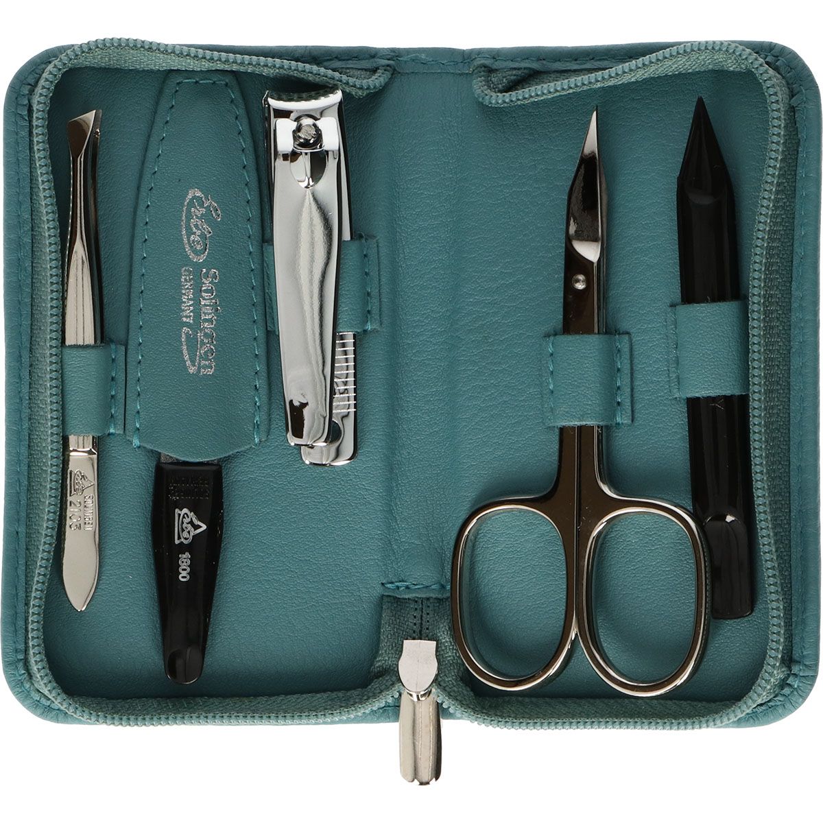 Erbe Solingen 5-teiliges Maniküre-Etui mit Reißverschluss türkis (erbe9204)