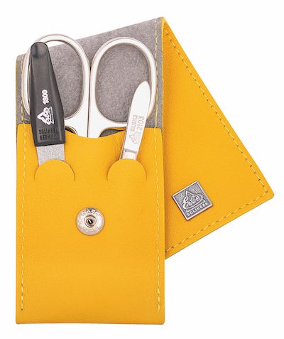 Erbe Solingen 3-teiliges Maniküre-Etui mit Druckknopfverschluss senfgelb (erbe9671)