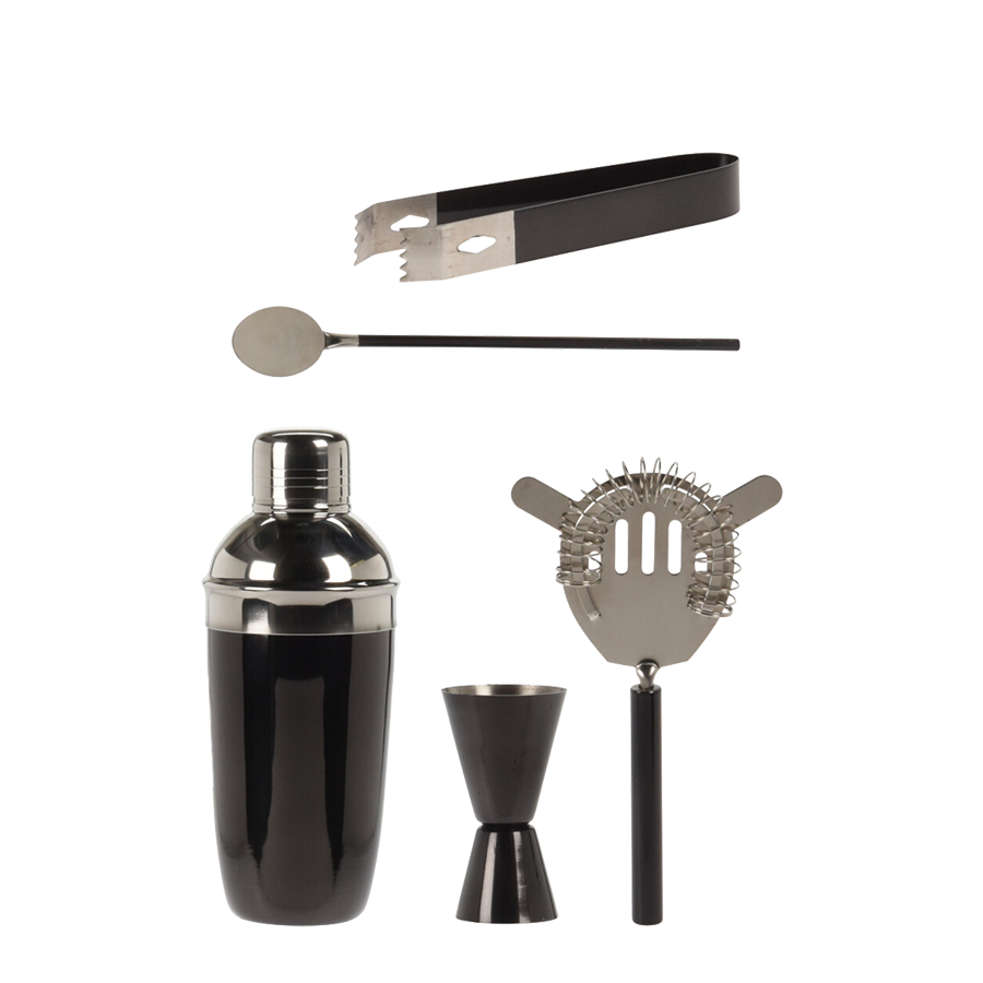 Excellent houseware cocktailshakerset zwart 5-delig