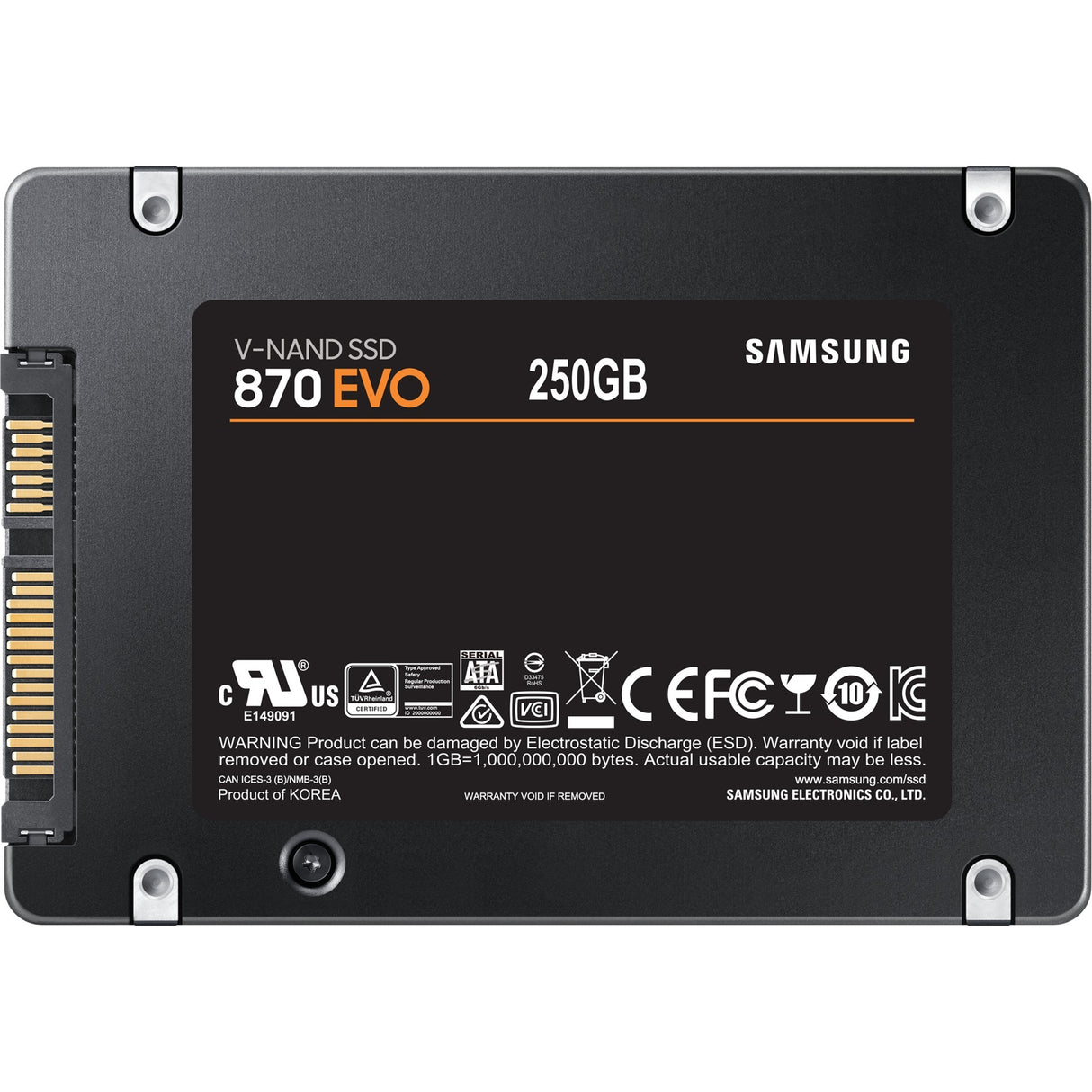 Samsung mz-77e250b 870 evo SSD, 250b, 2,5, SATA-3 6 Gbit/s, 3D V-NAND, 512 MB DDR4, 560 550 MB s