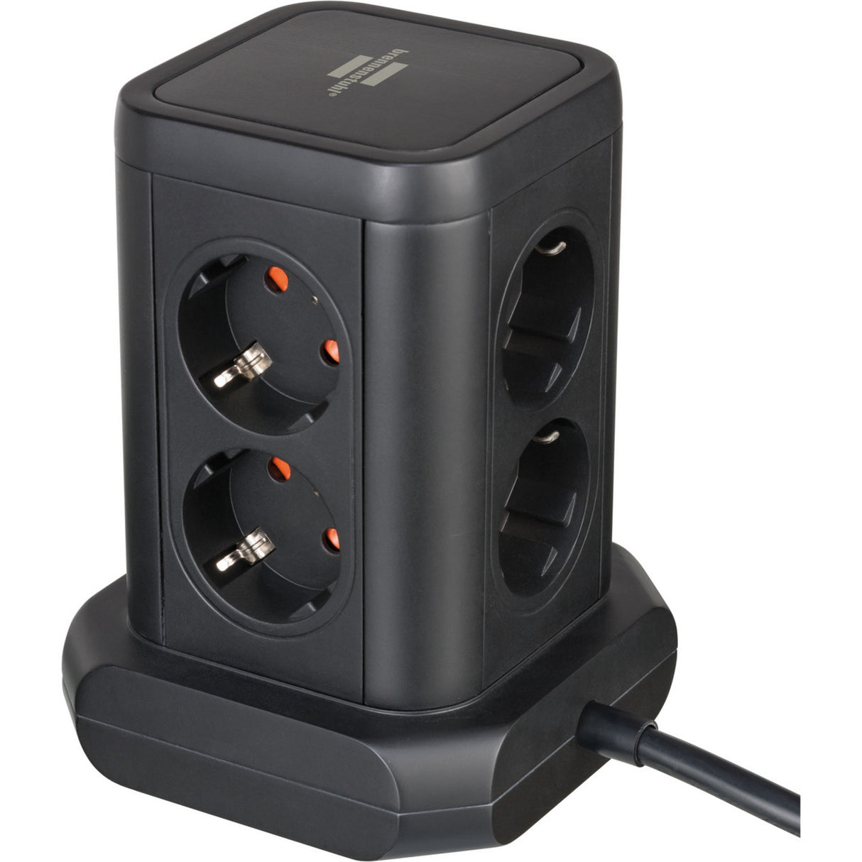 Brennerstuhl Steckdosenleisten-Tower mit 8 Steckdosenleisten in 45°-Anordnung Steckdosenleiste (Schwarz, 2x USB-A, 1x USB-C Stromlieferung)