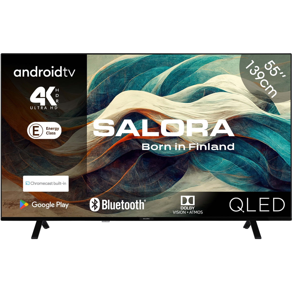Salora 55qled320 55 ultra hd led-tv (zwart, hdmi, usb, bluetooth, wi-fi, audio, chromecast, android tv)