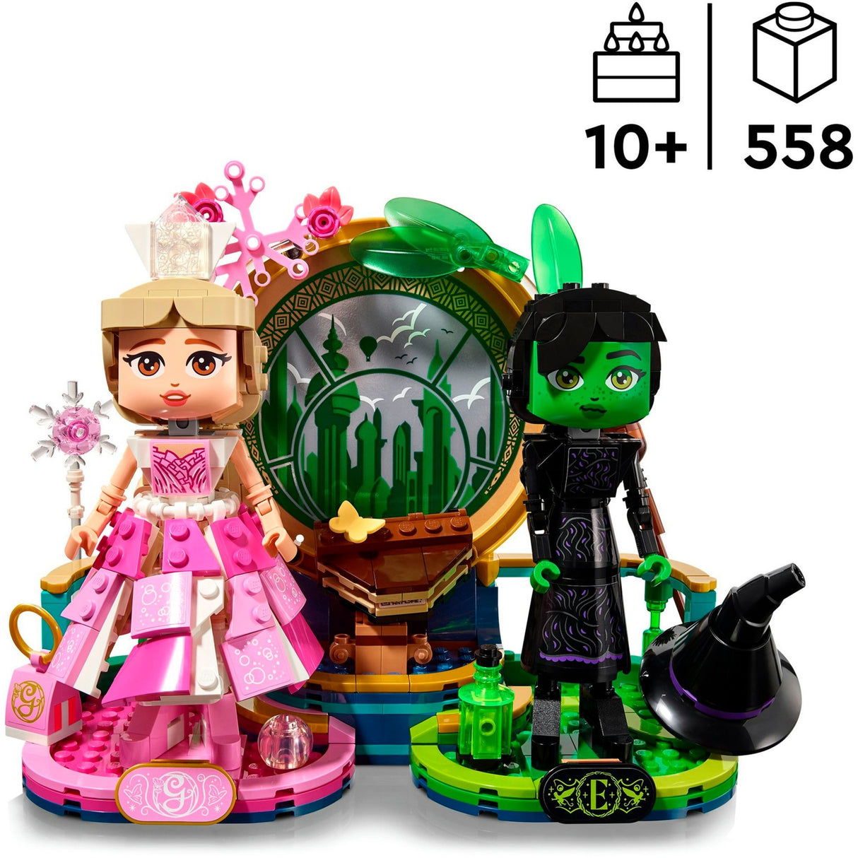 Lego 75682 böse Elphaba- und Glinda-Figuren