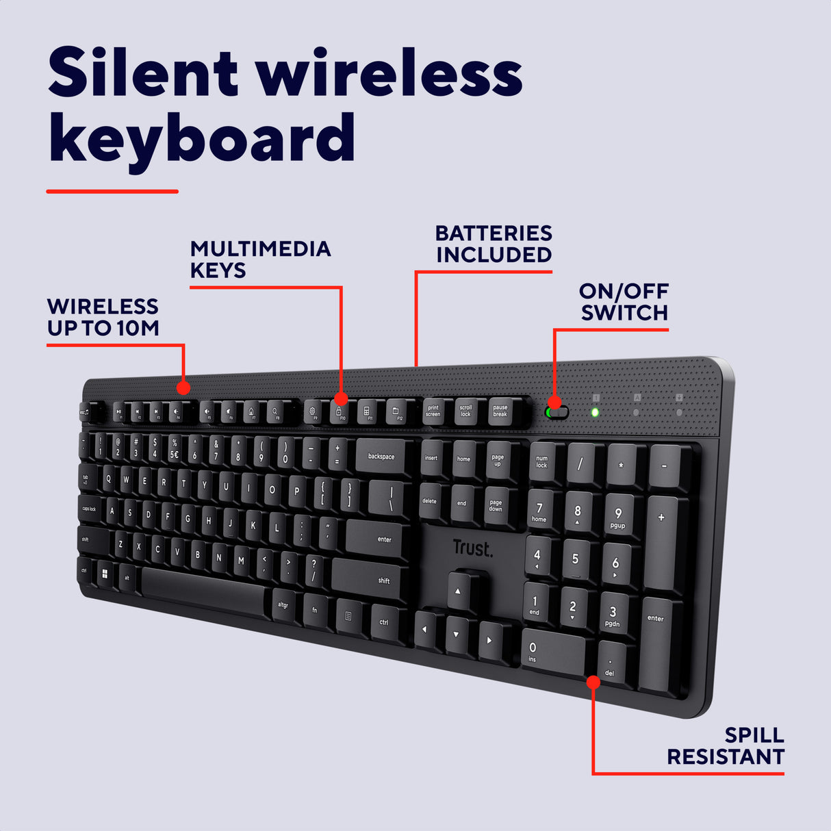 Vertrauen Vertrauen ODY II Stille drahtlose Tastatur