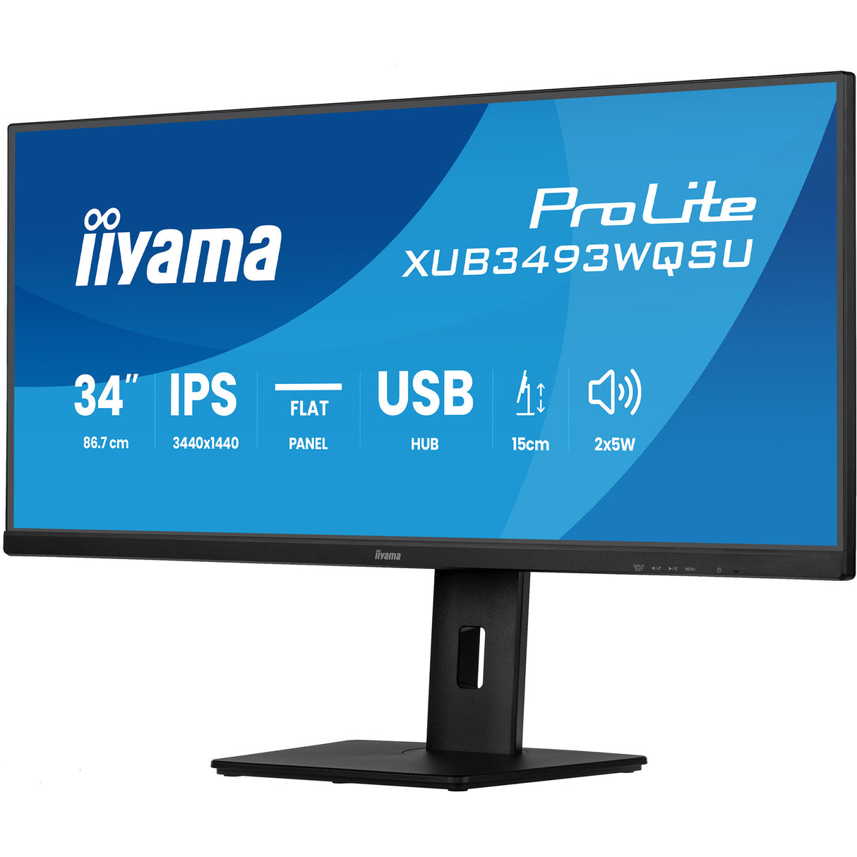 Iiyama Prolite xub3493wqsu-b6 34 Ultrawide Monitor (Schwarz (matt), 2x HDMI, Display Port, 2x USB-A, USB-B, 2x USB-C)