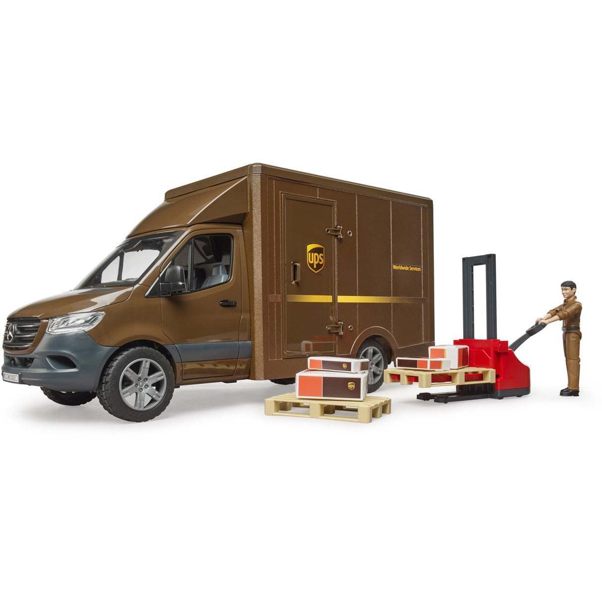 BRUDER MB Sprinter Ups mit Treiber und Zubehör