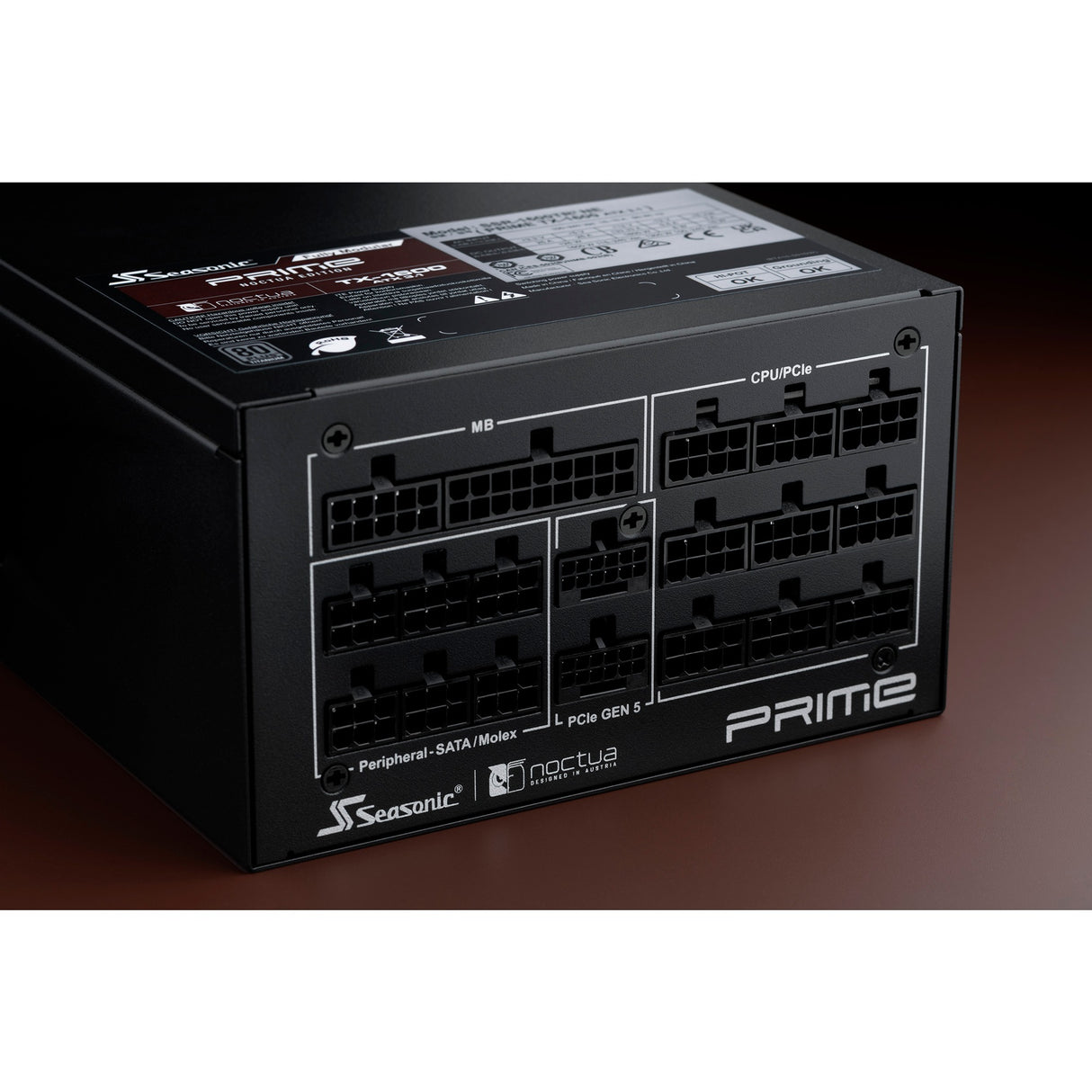 Noctua Prime TX-1600 Edition modulares 1600-Watt-Netzteil (schwarz, 2x 12VHPWR, 6x PCIE)