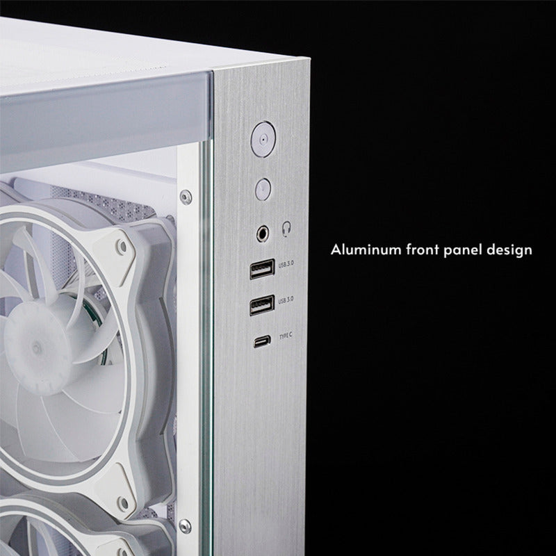 Chieftec Visio Midi Tower Gehäuse (weiß | 2x USB-A | 1x USB-C | RGB | gehärtetes Glas)