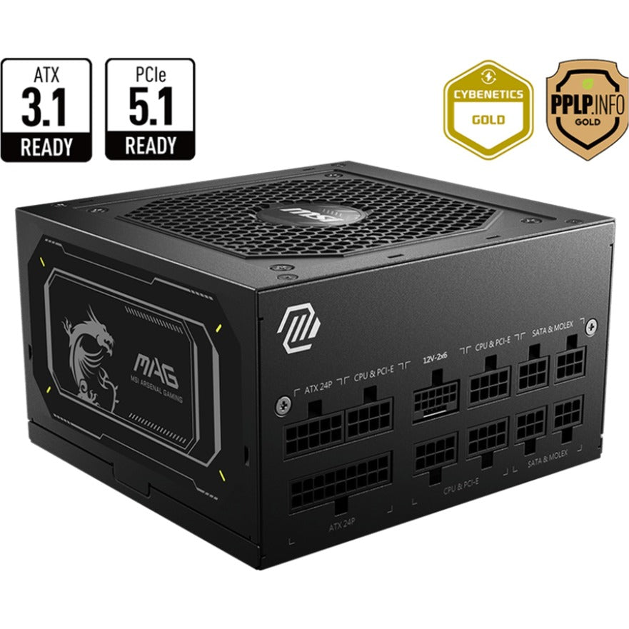 MSI Mag A850GL PCIe5 II Modulares 850-Watt-Netzteil (Schwarz, 1x 12V-2x6, 4x PCIe)