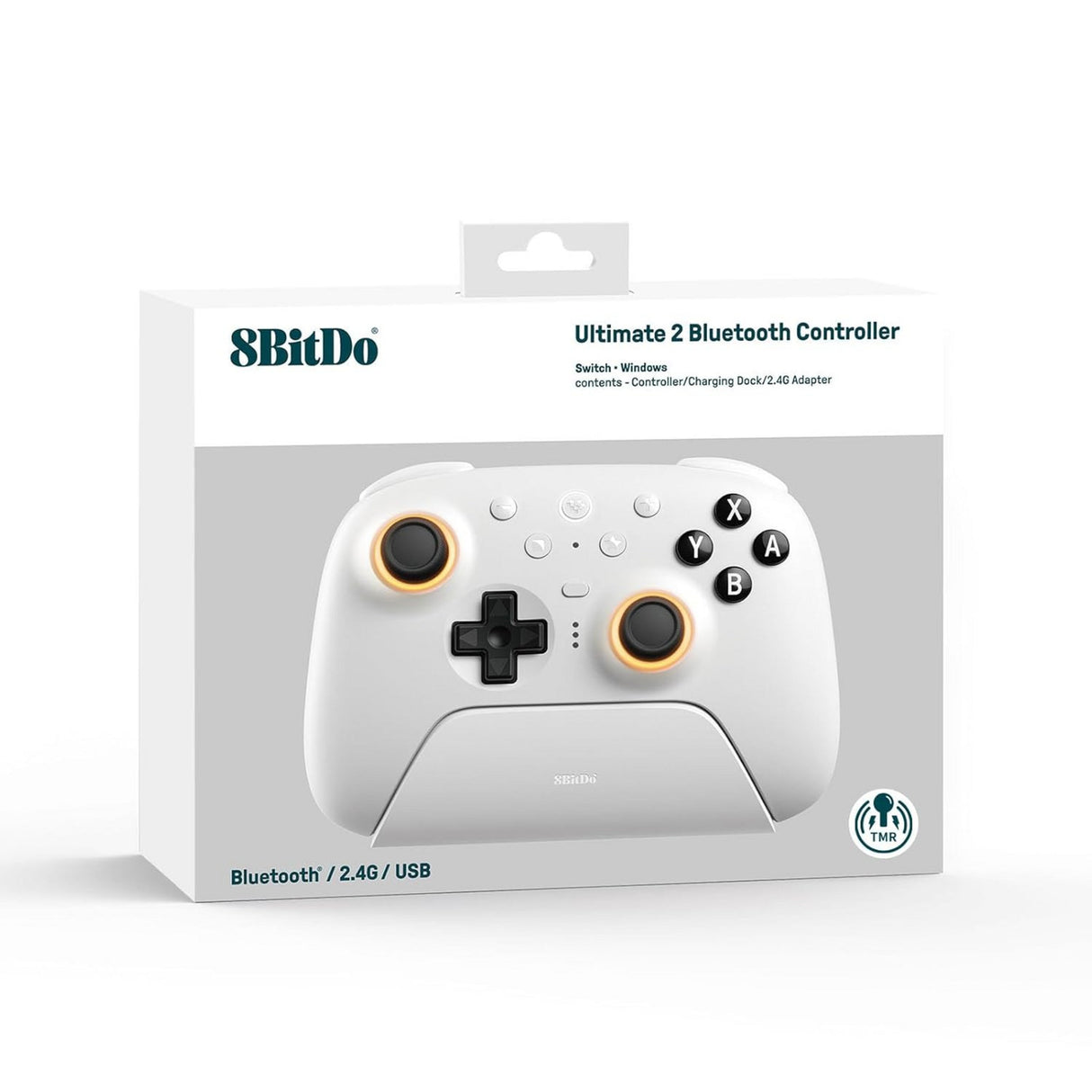 8bitdo Ultimate 2 Bluetooth-Controller (weiß, PC, Switch 2, Bluetooth USB-C 2,4 GHz)