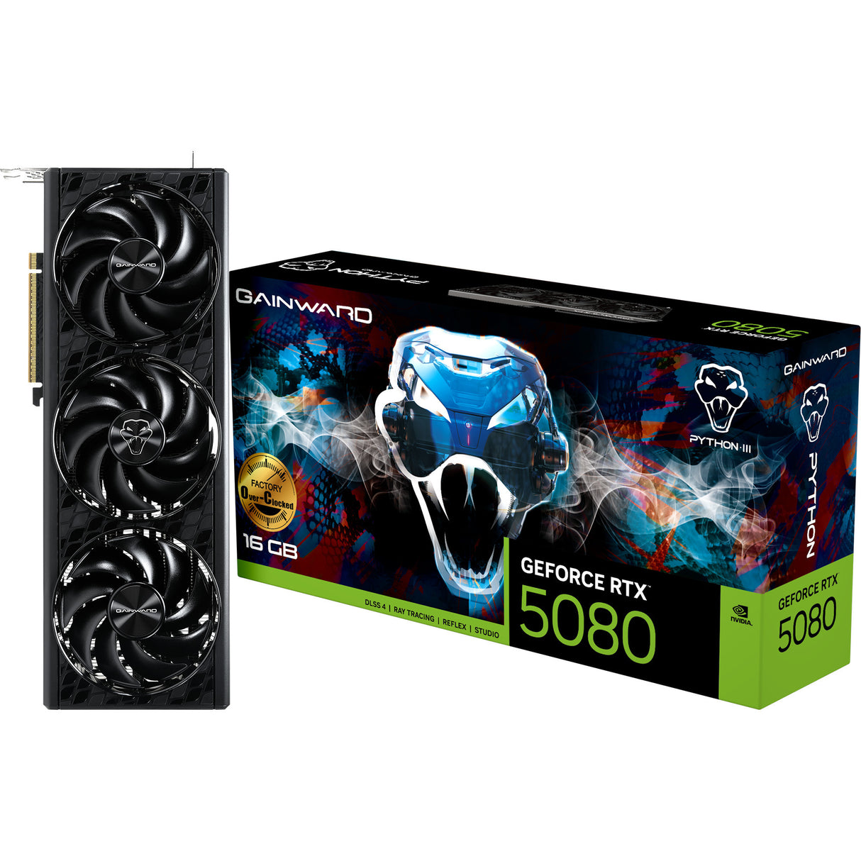 Gainward geforce rtx 5080 python iii oc grafische kaart (dlss 4, 3x displayport, 1x hdmi 2.1)