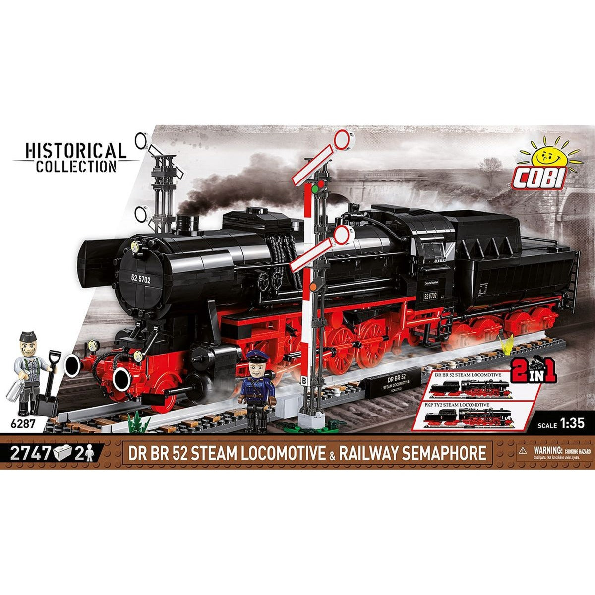 Cobi dr br 52 steam locomotive railway semaphore constructiespeelgoed (-6287, schaal 1:35)