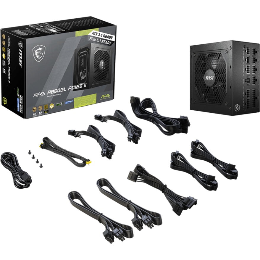 MSI Mag A850GL PCIe5 II Modulares 850-Watt-Netzteil (Schwarz, 1x 12V-2x6, 4x PCIe)