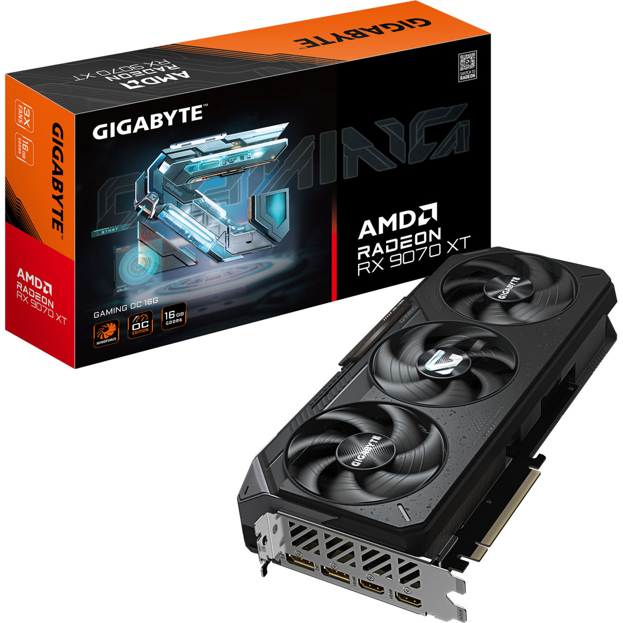 Gigabyte Radeon RX 9070 XT Gaming Oc 16G Grafikkarte (Schwarz, 2x DisplayPort, 2x HDMI 2.1, Rdna4)