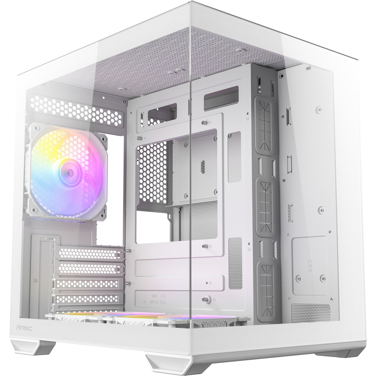Antec cx60m argb Mini-Tower-Gehäuse (weiß | 3x USB-A | RGB | gehärtetes Glas)