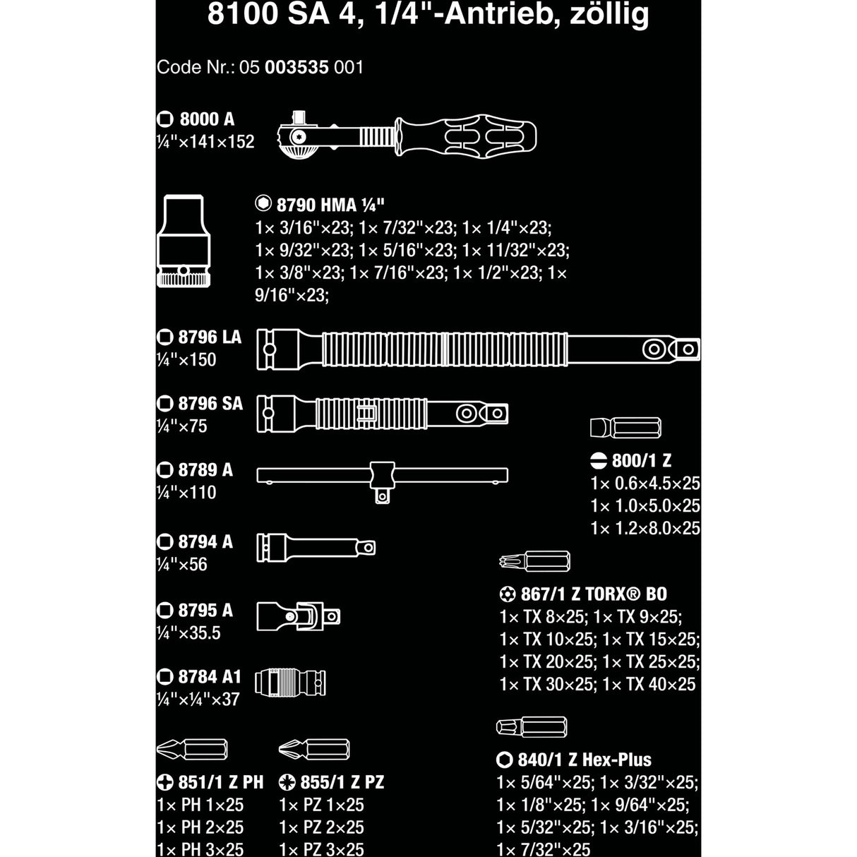 Wera 8100 SA 4 Zyklop Speed Ratelset, 1 4