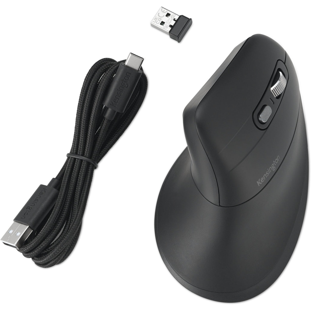 Kensington Pro Fit Ergo My630 EQ wiederaufladbare Maus (schwarz, 1000–2400 dpi, Bluetooth, 2,4 GHz)