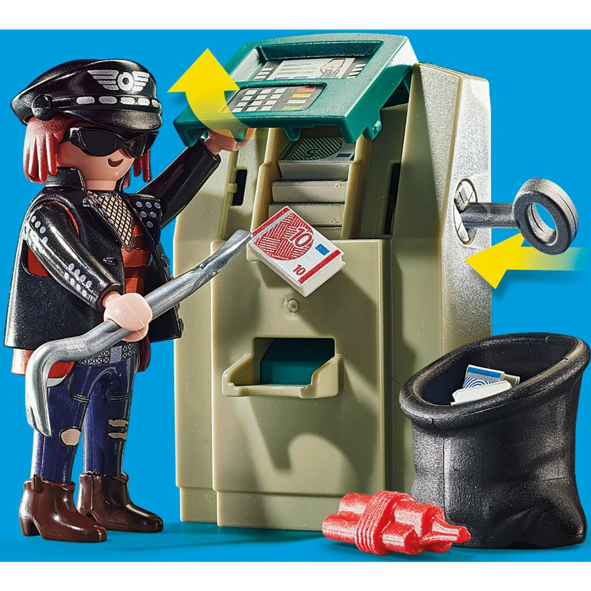 Playmobil City Action - Polizeimotorrad: Verfolgung des Geldräubers, Konstruktionsspielzeug (70572)