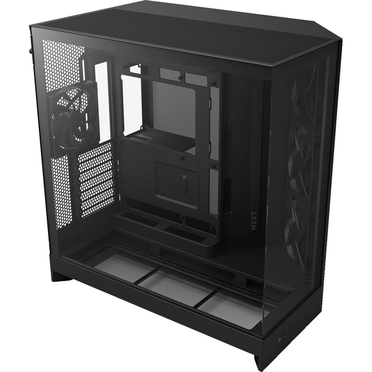 Nzxt h9 flow Midi-Tower-Gehäuse (schwarz (matt) | 2x USB-A | 1x USB-C | gehärtetes Glas)