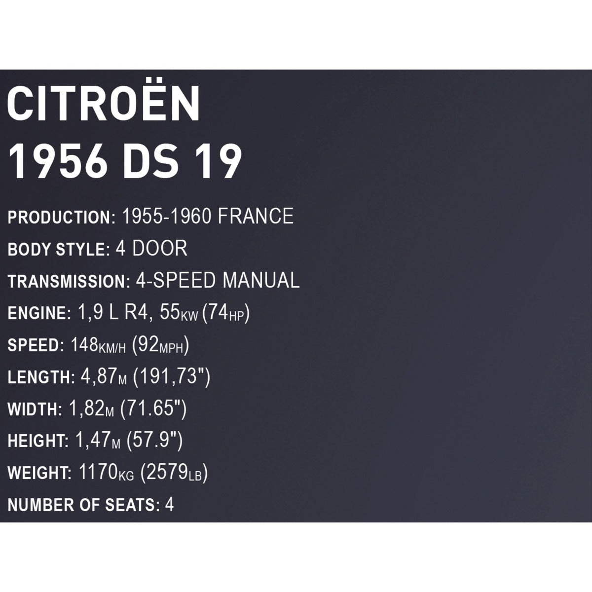 Cobi citroen ds 19 1956 - executive edition constructiespeelgoed (schaal 1:12)