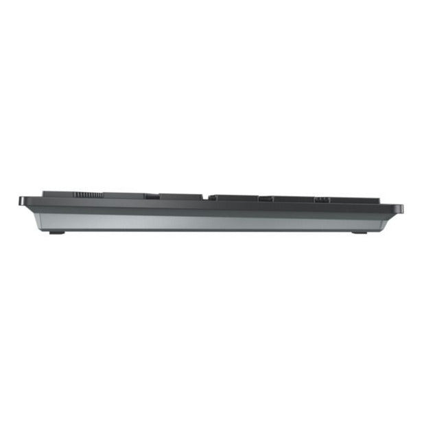 Cherry KW 9100 Slim, Tastatur (Schwarz Silber, EU-Layout (QWERTY), Scherenschalter, ABS, USB-C, 2,4 GHz, Bluetooth)