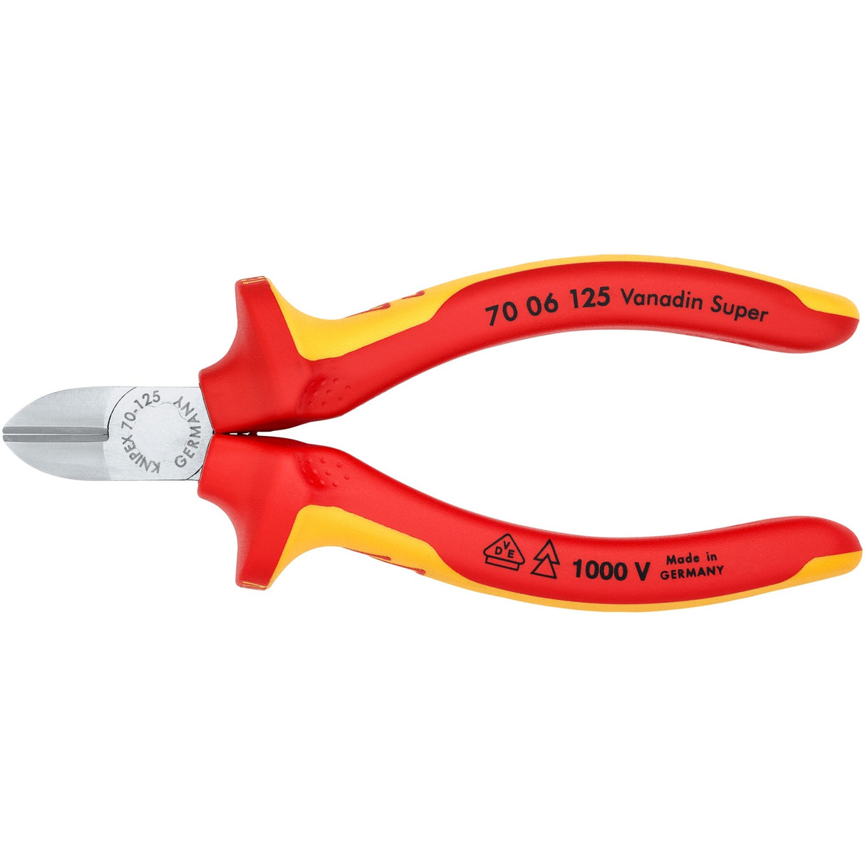 Knipex Seitenschneider verchromt isoliert mit Mehrkomponentengriffen, VDE-geprüft 125 mm - 7006125