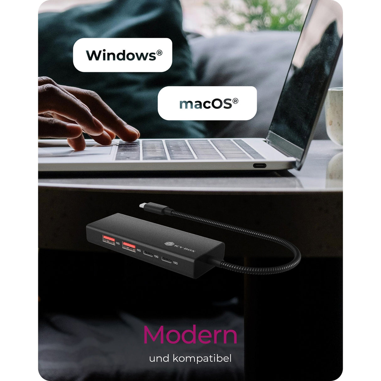 ICY BOX 4-Port-Hub mit USB-C 3.2 Gen 2