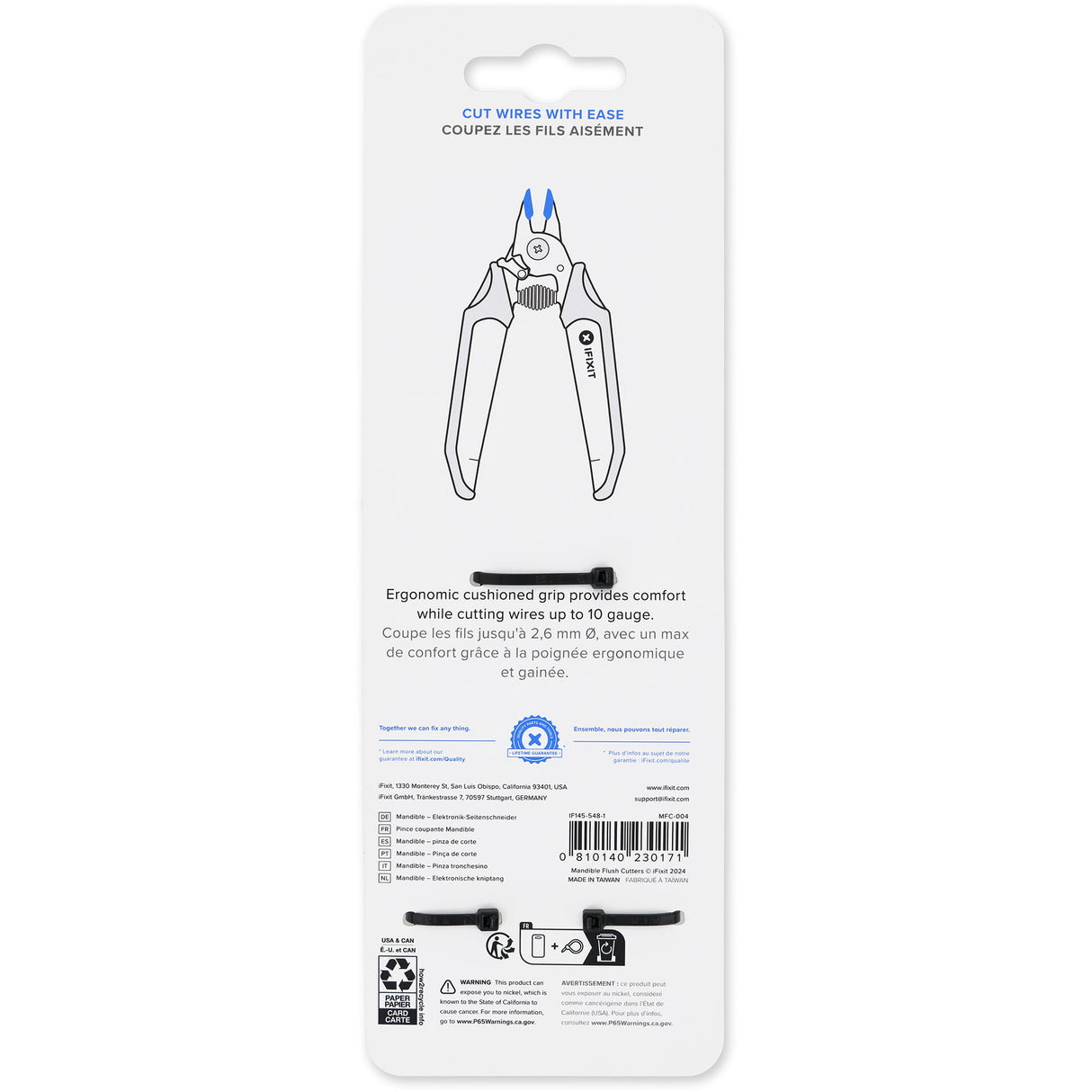 Ifixit mandible flush cutters kniptang (zwart blauw)