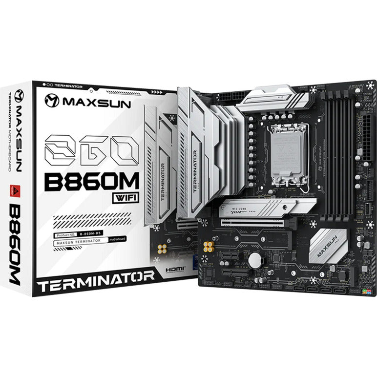 Maxsun ms-terminator b860m wifi socket 1851 moederbord (zwart, raid, 2.5 gb-lan, wlan, bt, sound, µatx)
