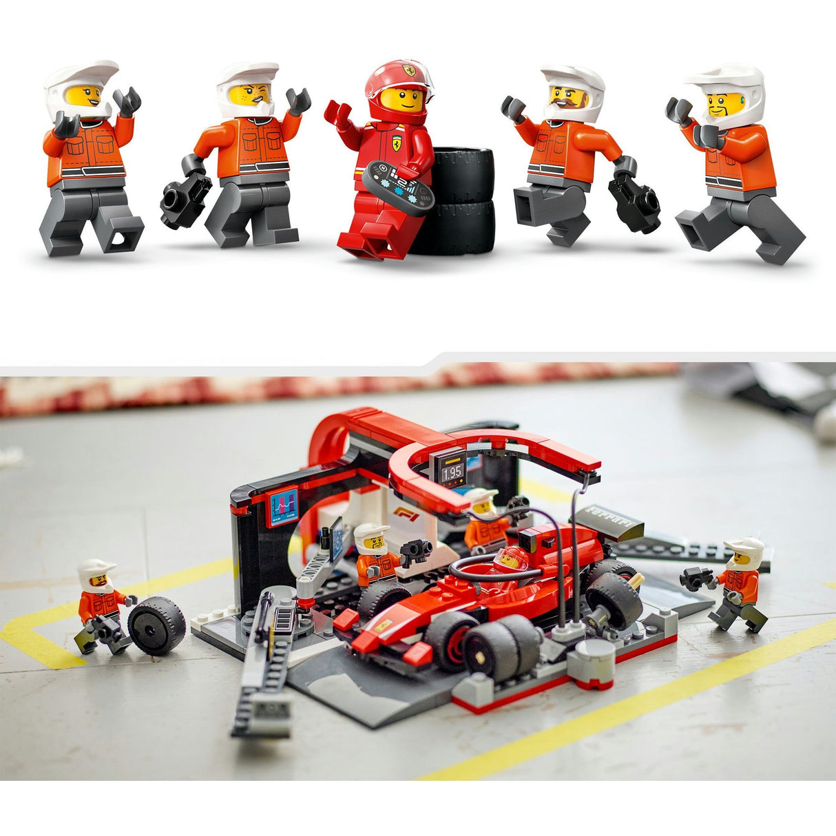 Lego 60443 City F1 Boxenstopp und Boxencrew mit Ferrari