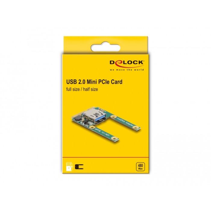 DELOCK DELOCK MINI PCIE I O 1 X USB 2.0 Typ-A weiblich voller Größe