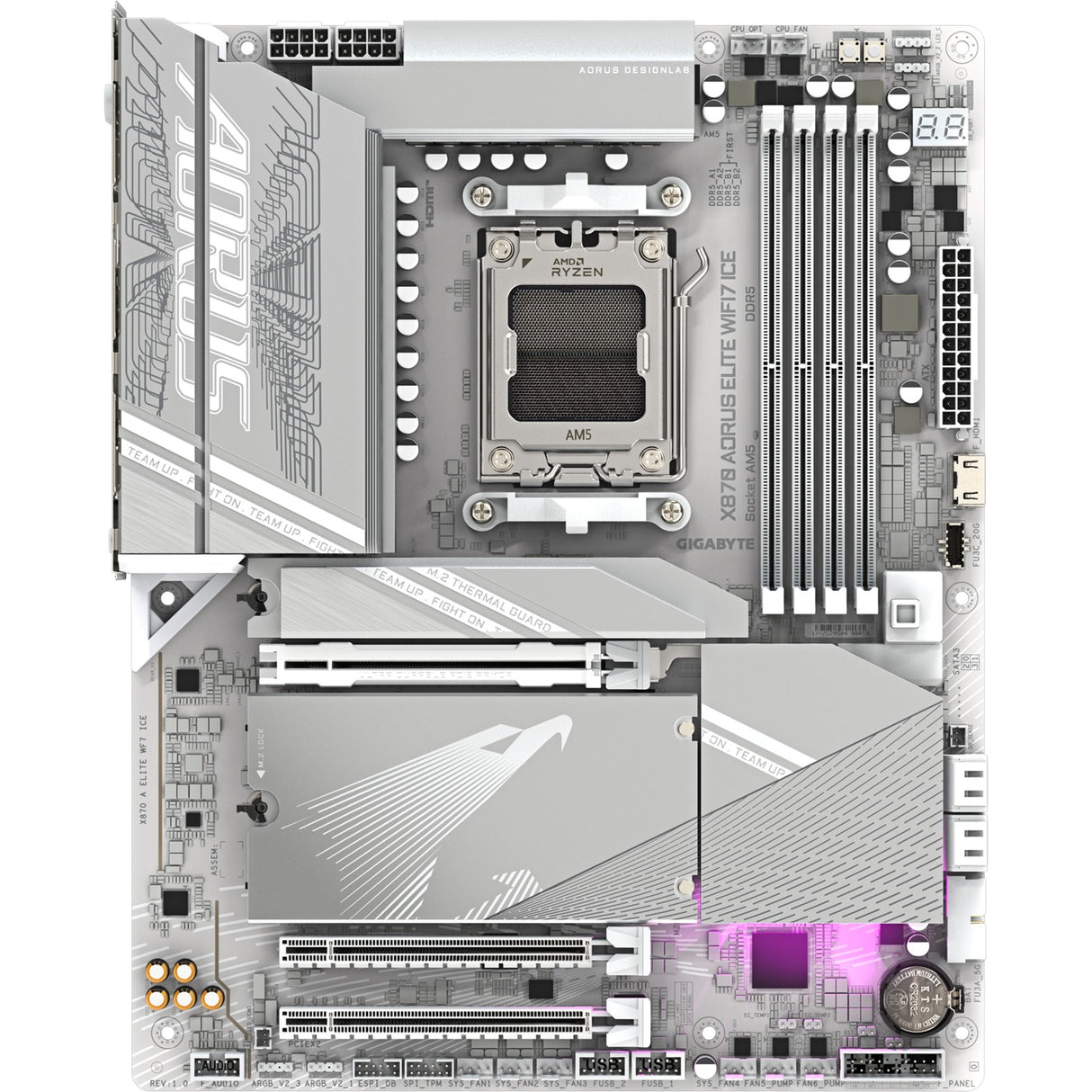 Gigabyte x870 A Elite WF7 Ice Rev 1.0, ATX, AMD AM5, x870, 4x DDR5, USB4, 2,5 GBE, Wi-Fi 7, PCIe 5