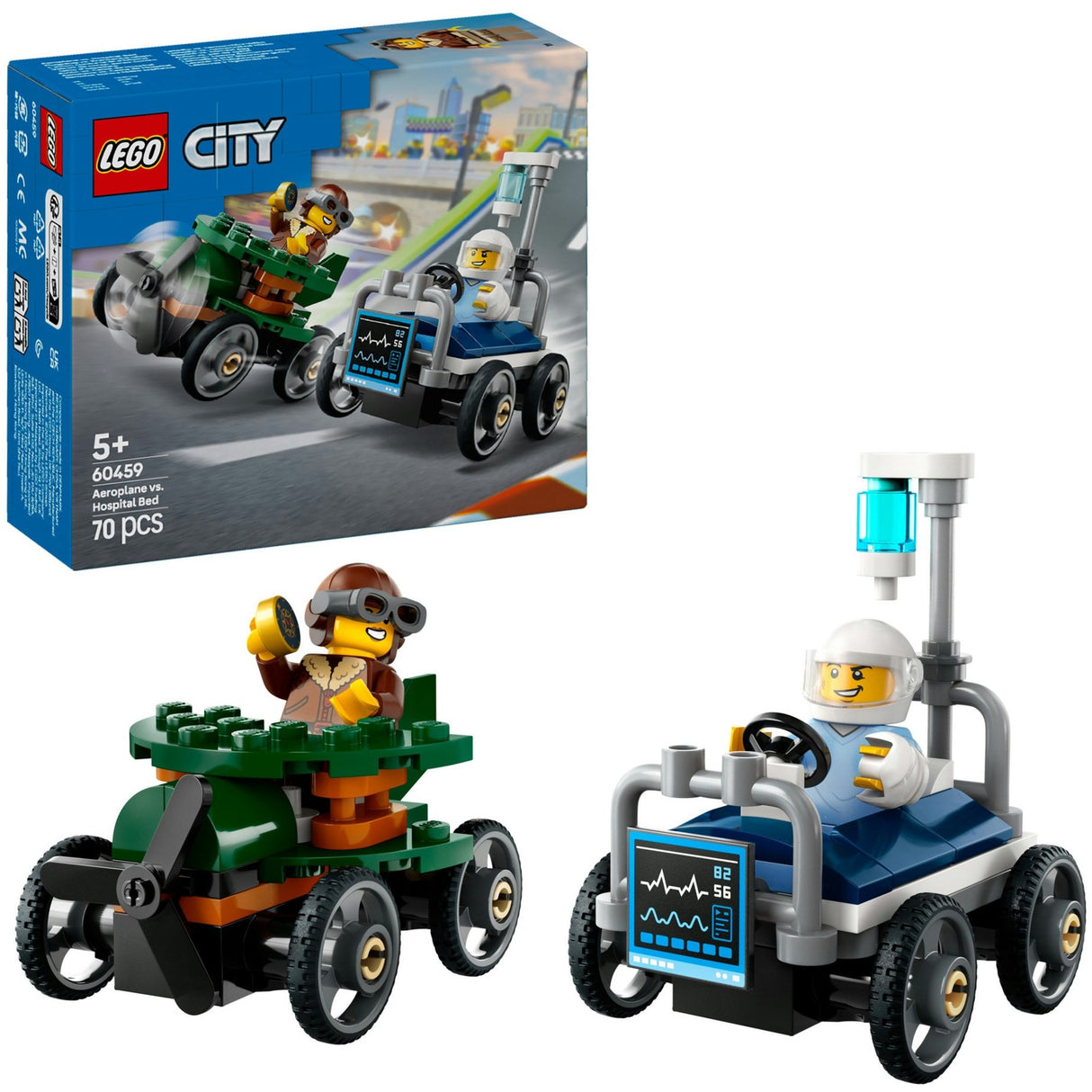 Lego City 60459 Rennwagenpaket: Flugzeug vs. Krankenhausbett