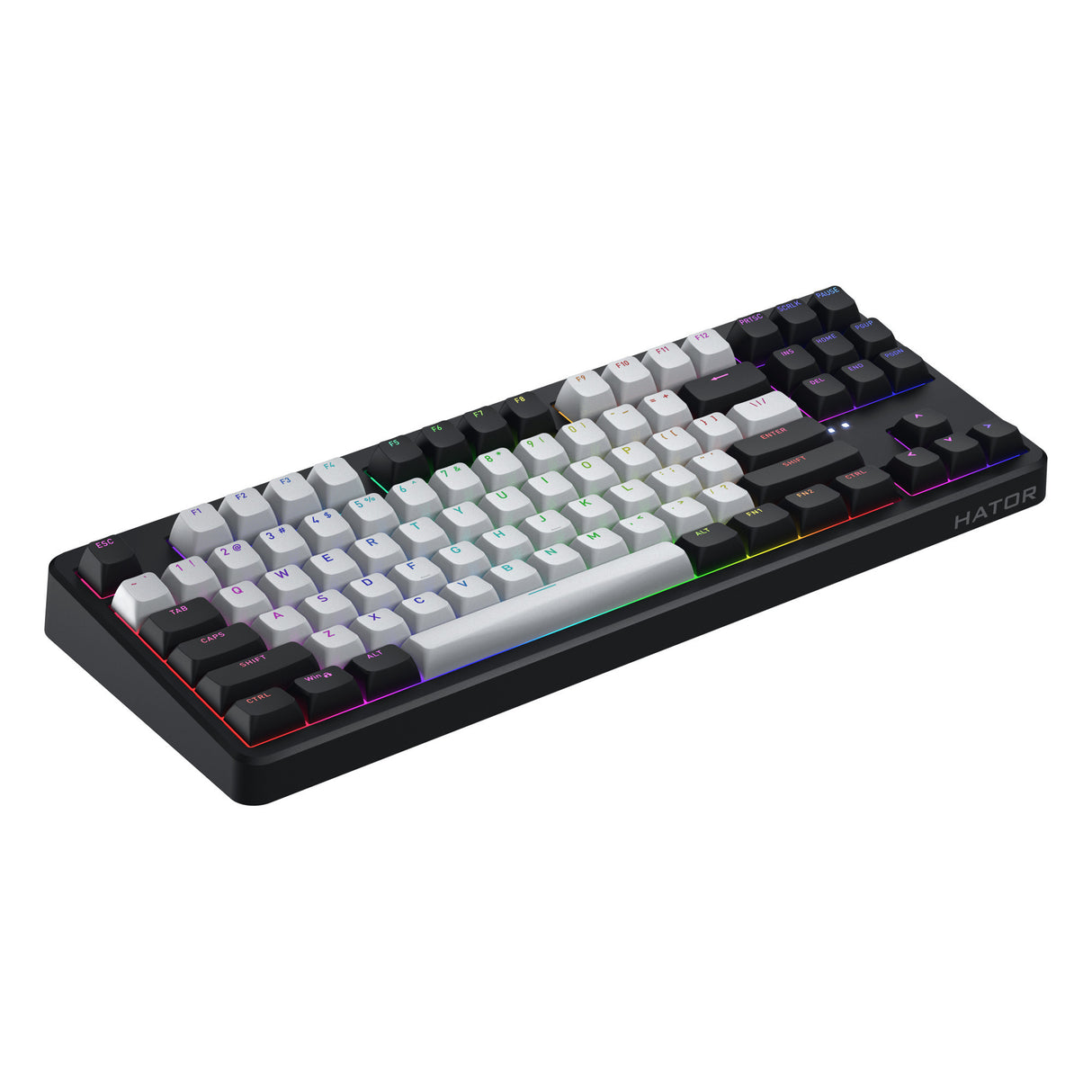 Hator rockfall 3 tkl wireless rgb mechanisch gaming toetsenbord (zwart, us lay-out (qwerty), 80% (tkl), rgb, pbt keycaps, hotswap, 2.4 ghz bluetooth usb-c)